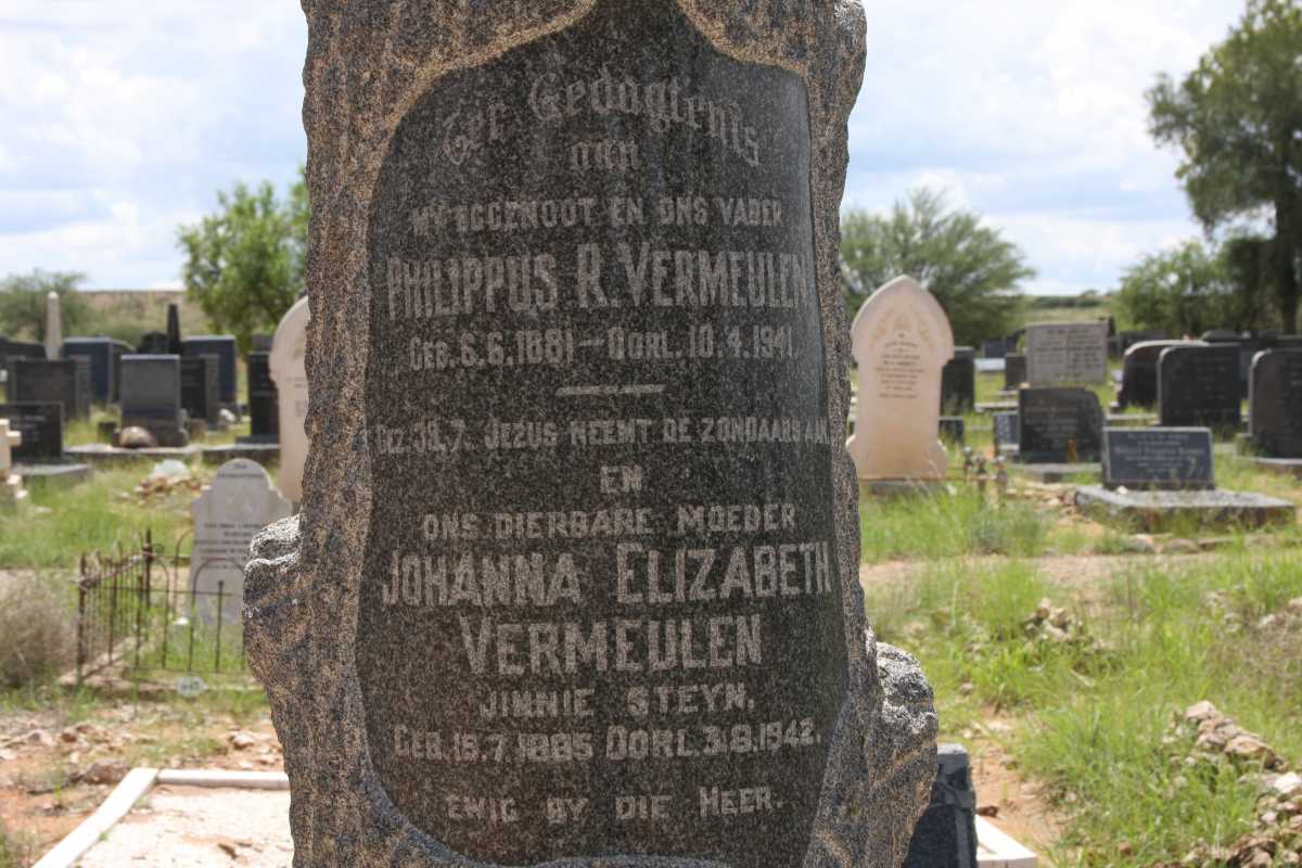 VERMEULEN Philippus R. 1881-1941 &amp; Johanna Elizabeth STEYN 1885-1942