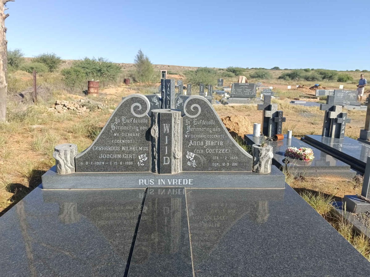 WIID Gerhardus Wilhelmus Joachim 1924-1998 & Anna Maria COETZEE 1925-2016