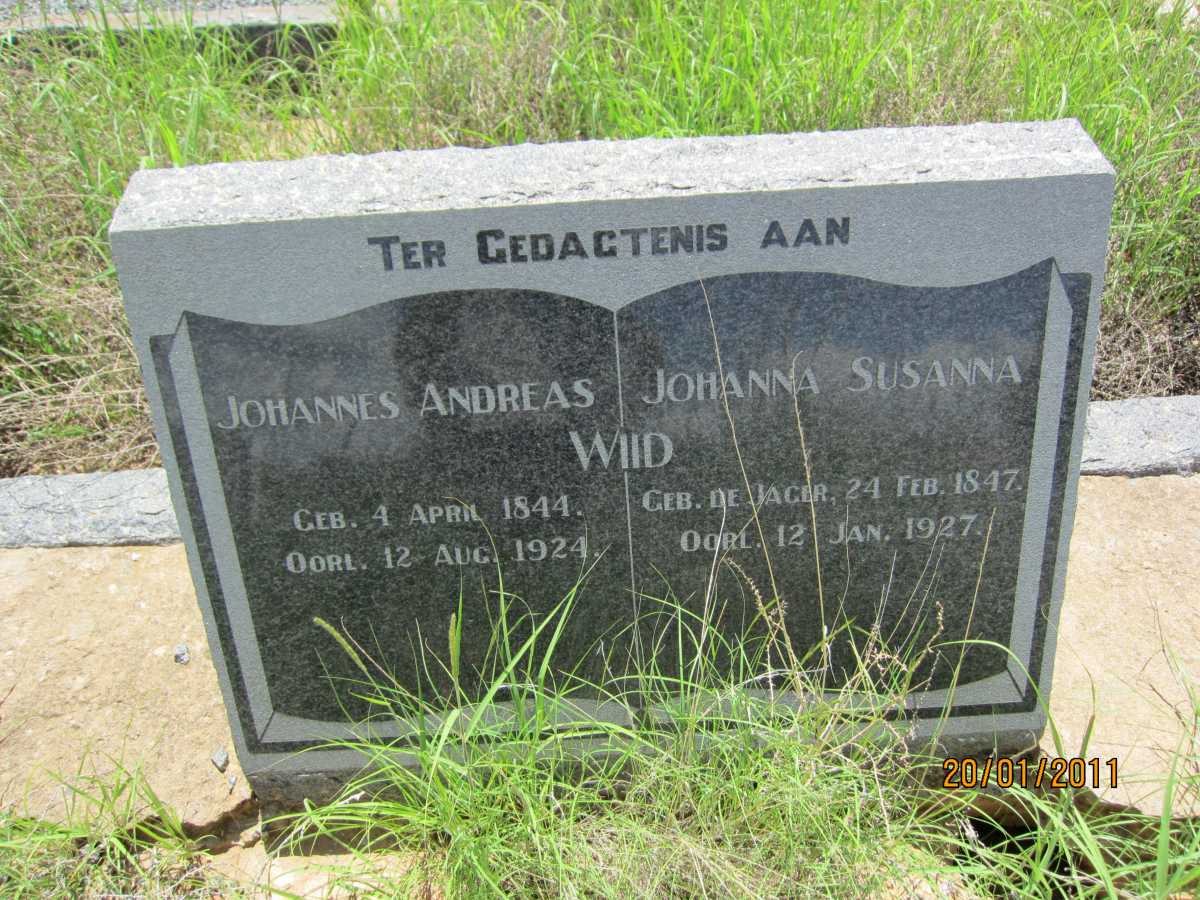 WIID Johannes Andreas 1844-1924 &amp; Johanna Susanna de JAGER 1847-1927