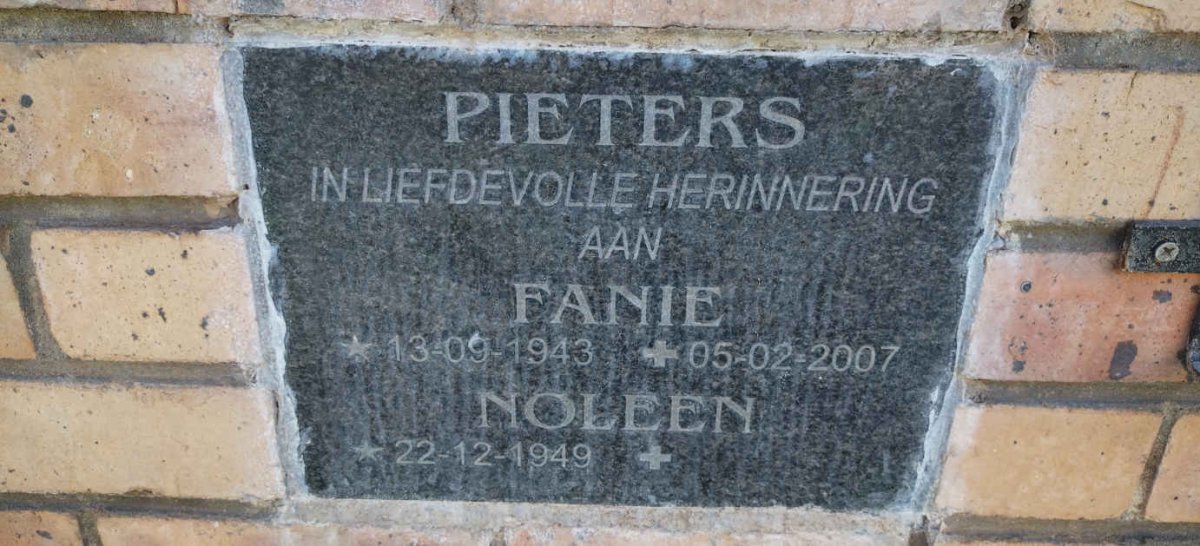PIETERS Fanie 1943-2007 & Noleen 1949-