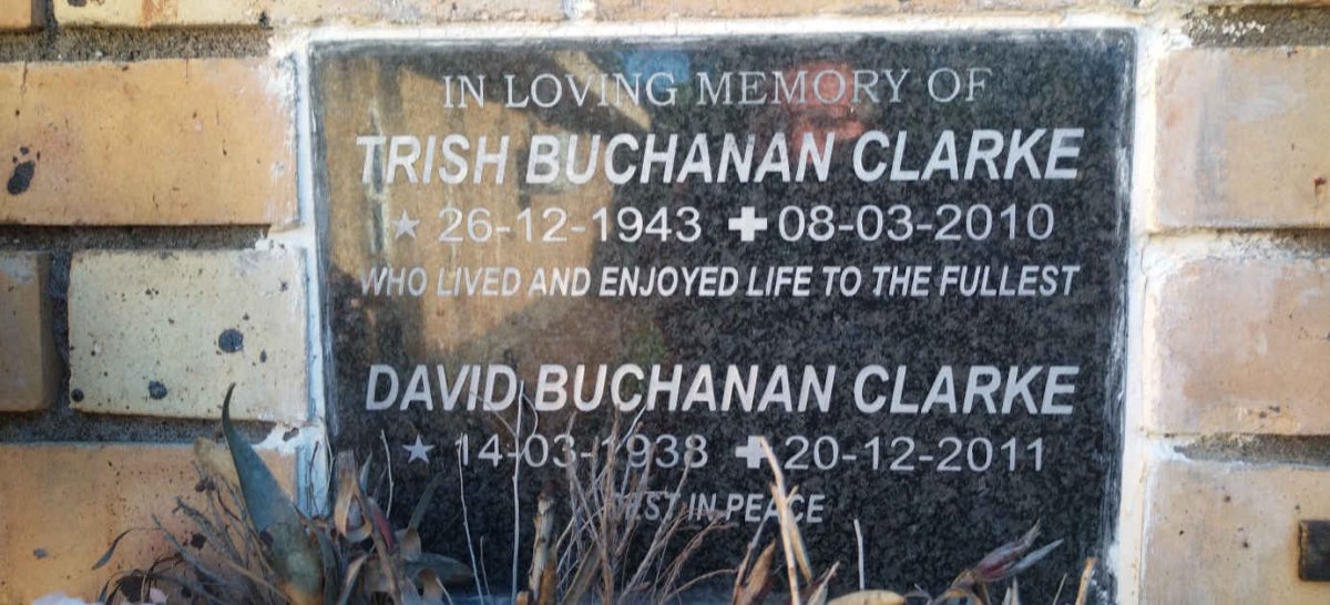 CLARKE David, BUCHANAN 1938-2011 & Trish 1943-2010
