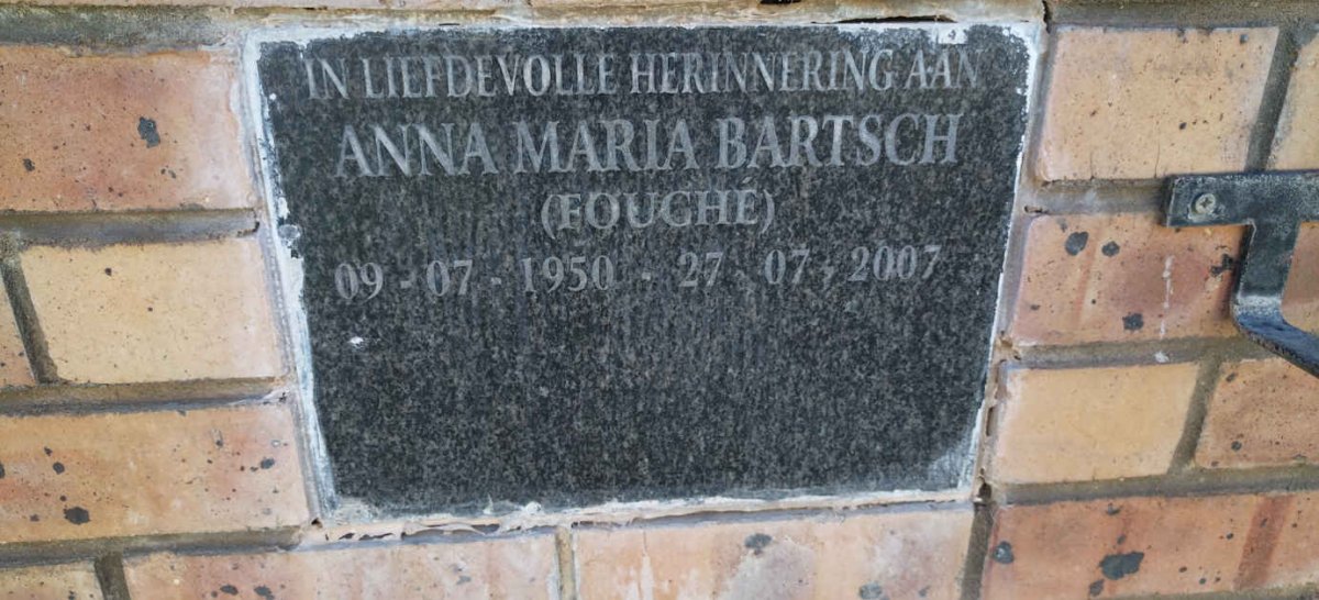BARTSCH Anna Maria nee FOUCHE 1950-2007