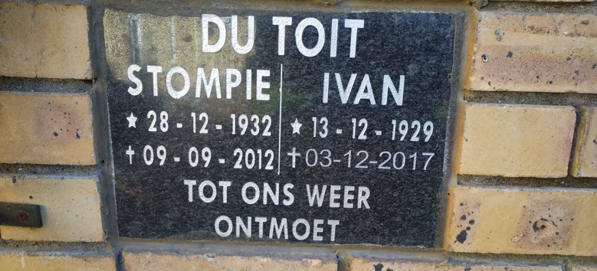 TOIT Ivan, du 1929-2017 &  Stompie 1932-2012