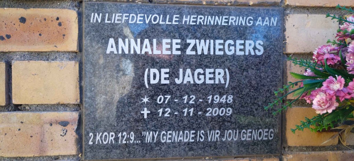 ZWIEGERS Annalee nee DE JAGER 1948-2009