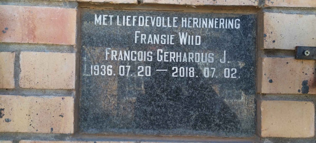 WIID Francois Gerhardus J. 1936-2018