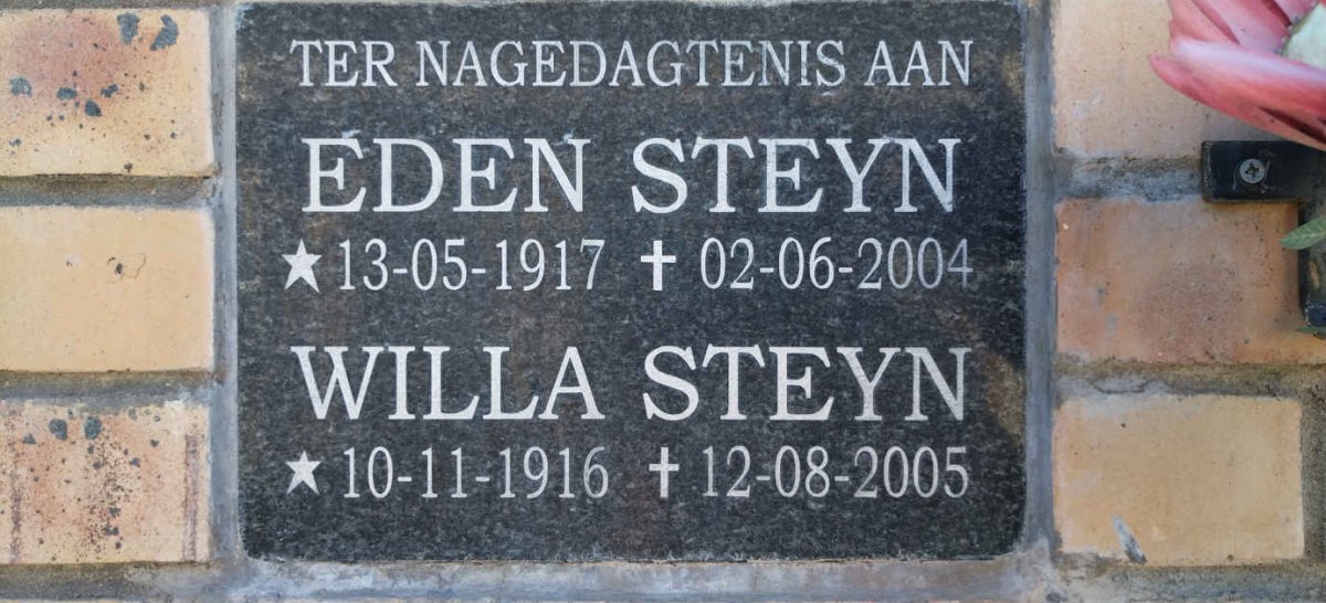 STEYN Eden 1917-2004 & Willa 1916-2005