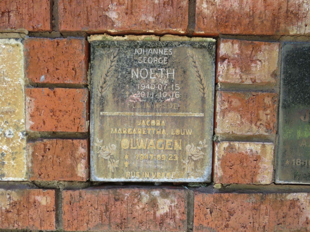 NOETH Johannes George 1940-2011 :: OLWAGEN Jacoba Margarettha Louw 1947-