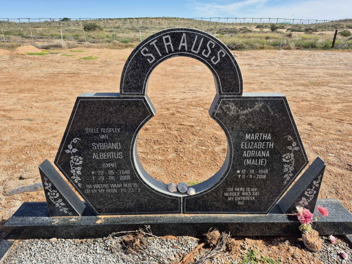 STRAUSS Sybrand Albertus 1948-2008 & Martha Elizabeth Adriana 1948-2018