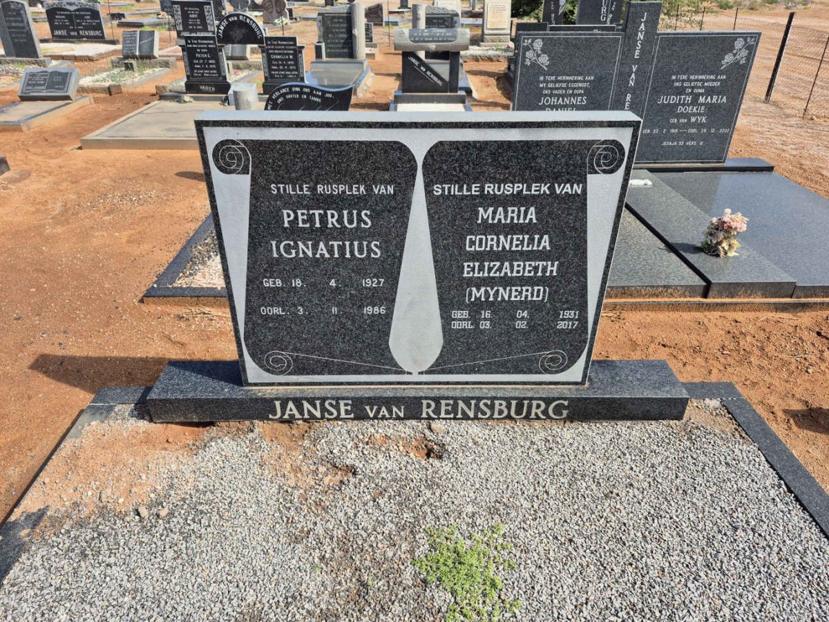 RENSBURG Petrus Ignatius, Janse van 1927-1986 & Maria Cornelia Elizabeth MYNERD 1931-2017