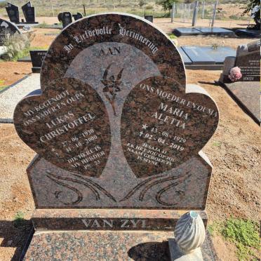 ZYL Lukas Christoffel, van 1930-2000 & Maria Aletta 1929-2019 