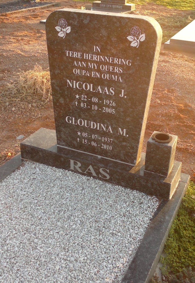 RAS Nicolaas J. 1926-2005 &amp; Gloudina M. 1937-2010