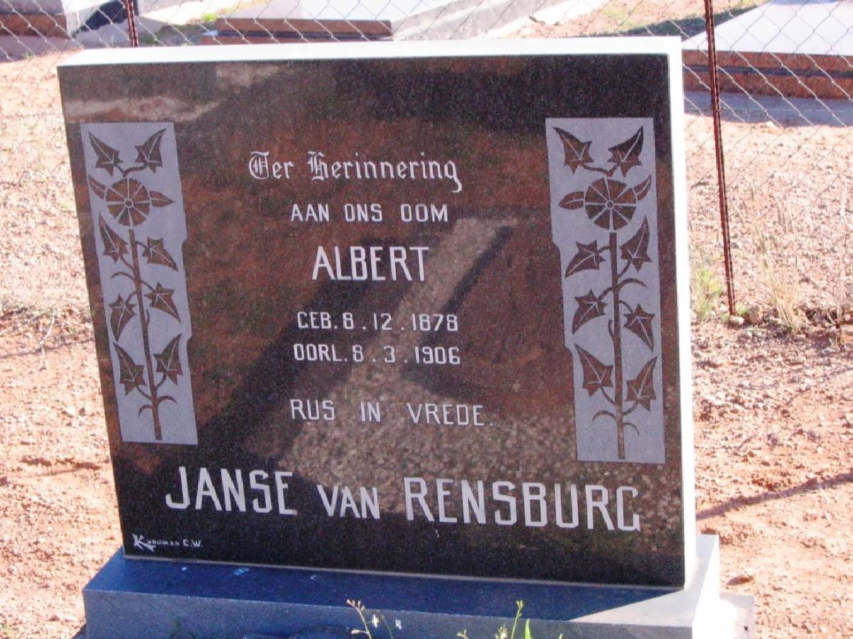 RENSBURG Albert, Janse van 1878-1906
