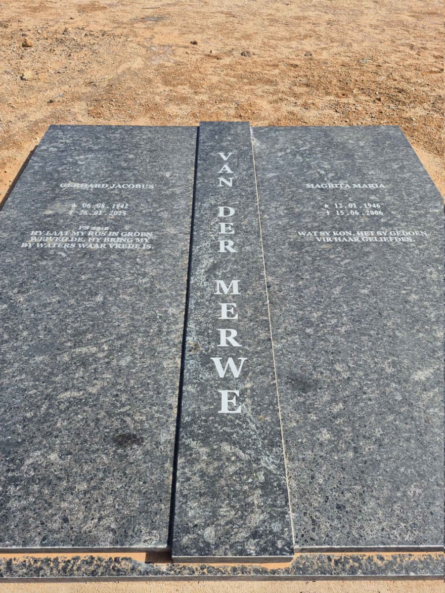 MERWE Gerhard Jacobus, van der 1942-2025 & Magrita Maria 1946-2006
