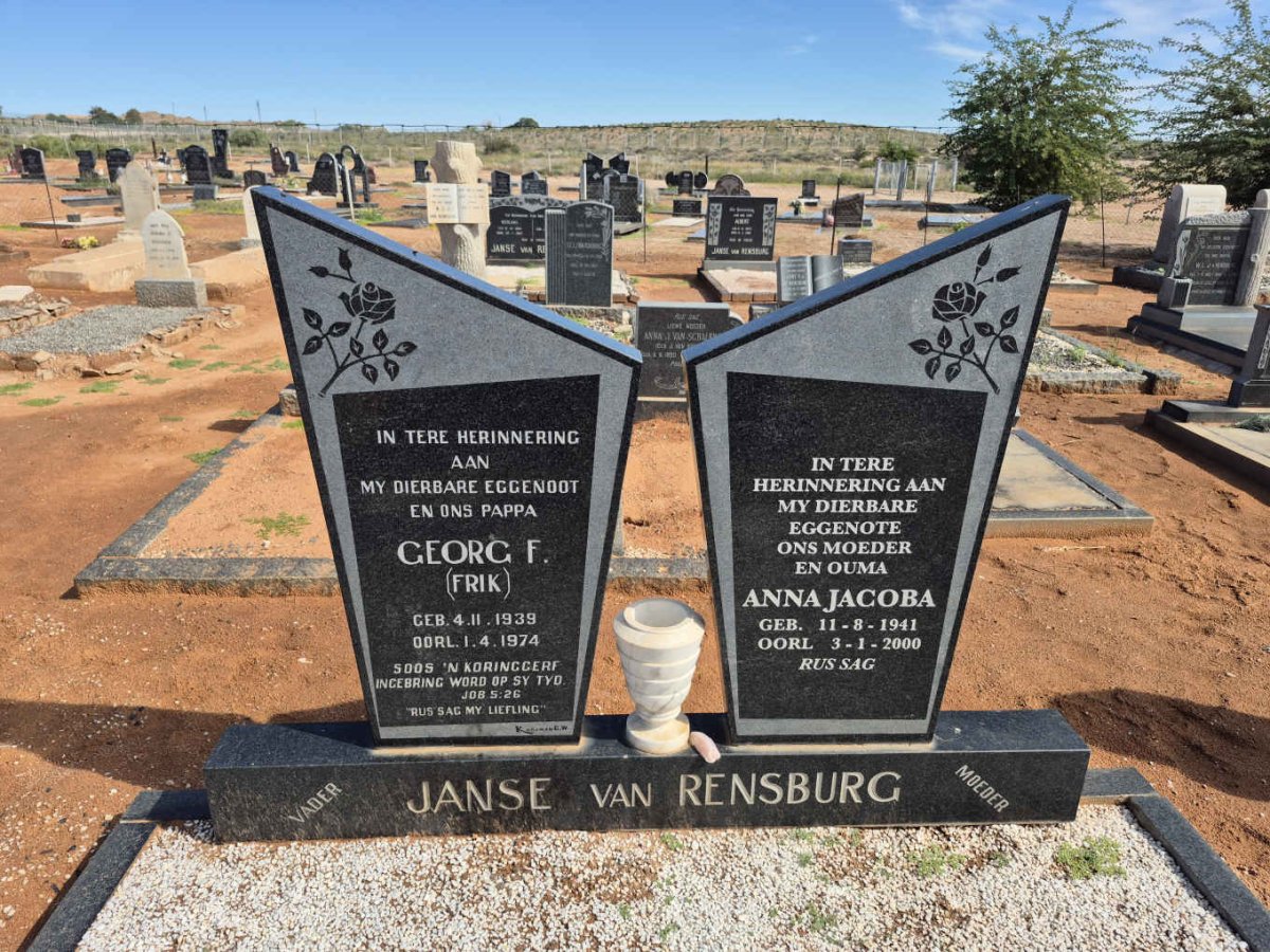 RENSBURG Georg F., Janse van 1939-1974 & Anna Jacoba 1941-2000