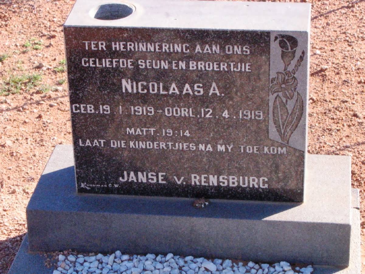 RENSBURG Nicolaas A., Janse v. 1919-1919