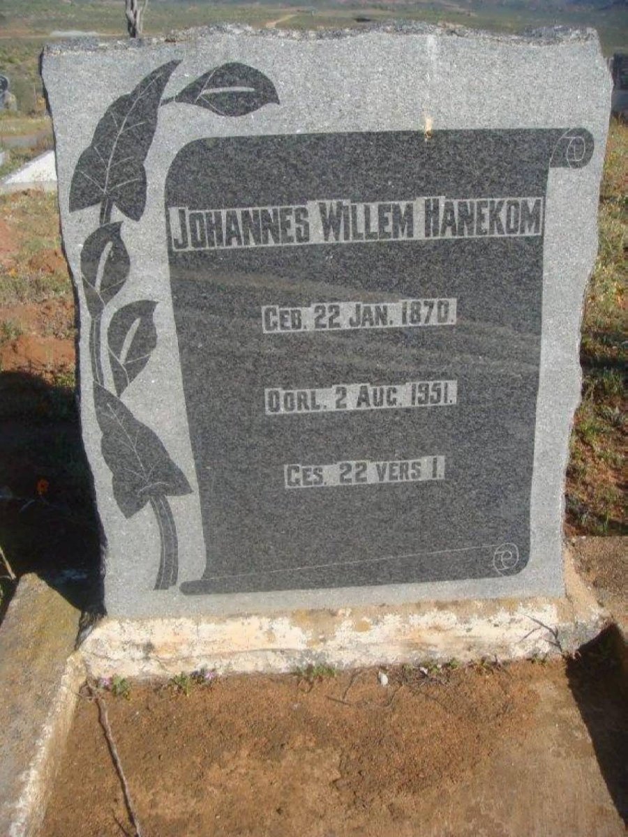 HANEKOM Johannes Willem 1870-1951