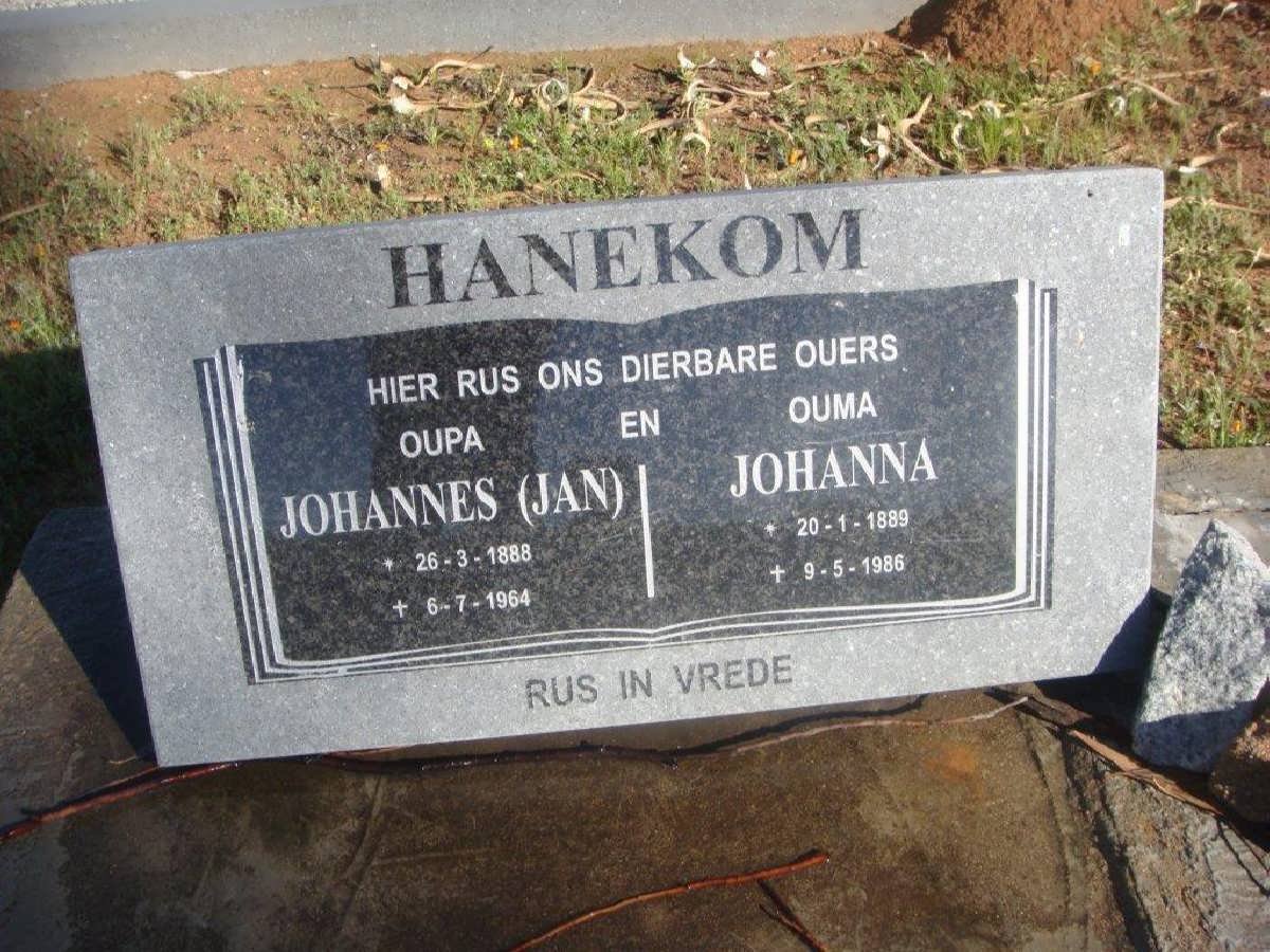 HANEKOM Johannes 1888-1964 &amp; Johanna 1889-1986