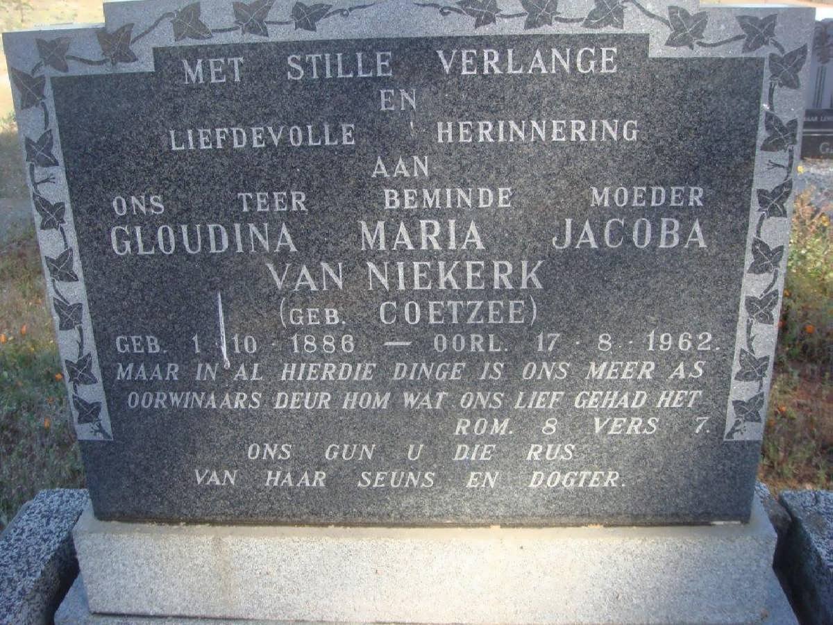 NIEKERK Gloudina Maria Jacoba, van nee COETZEE 1886-1962