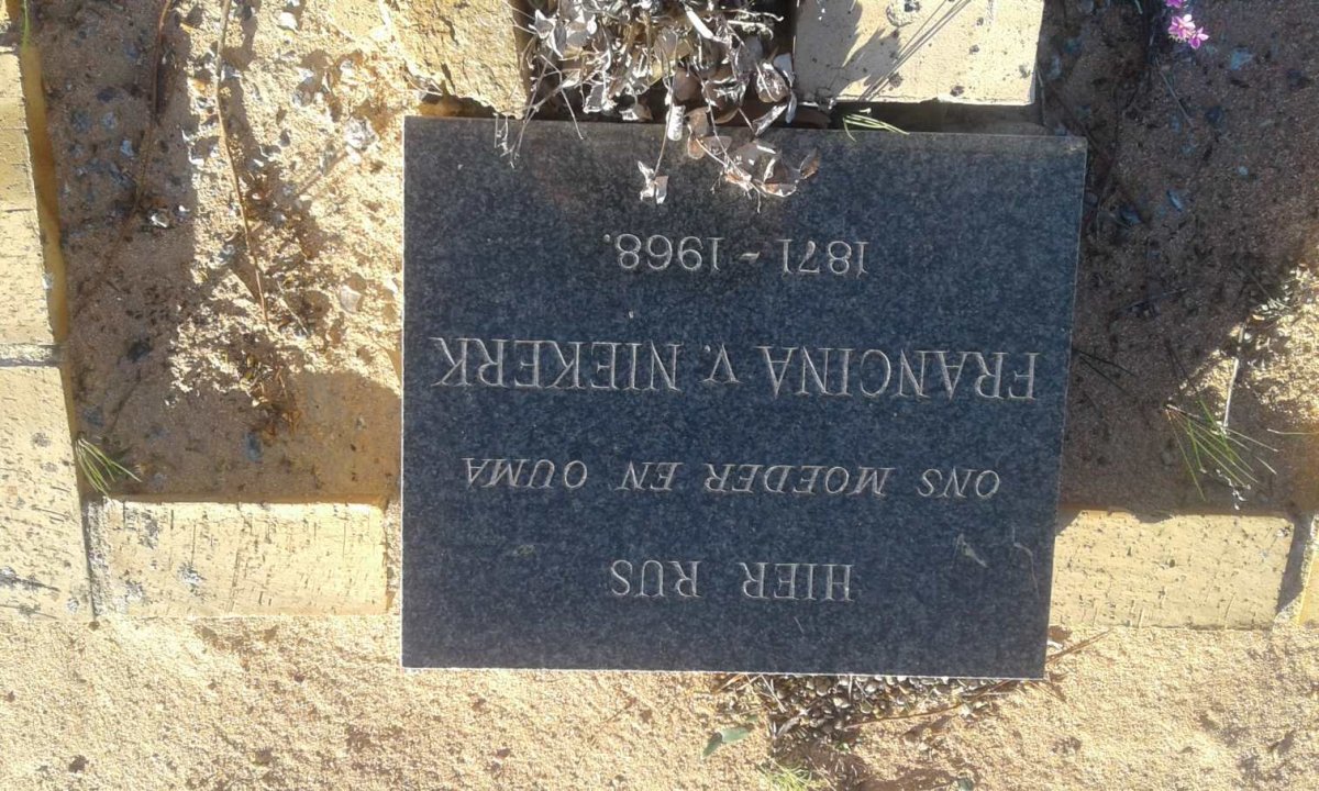 NIEKERK Francina, van 1871-1968