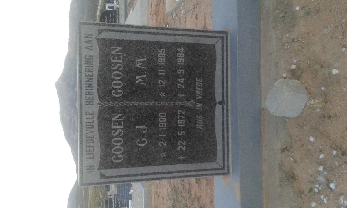 GOOSEN G.J. 1900-1972 &amp; M.M. 1905-1984