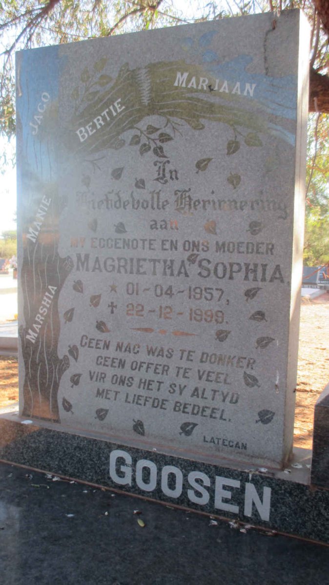 GOOSEN Magrietha Sophia 1957-1999