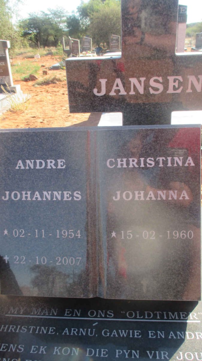 JANSEN Andre Johannes 1954-2007 &amp; Christina Johanna 1960-