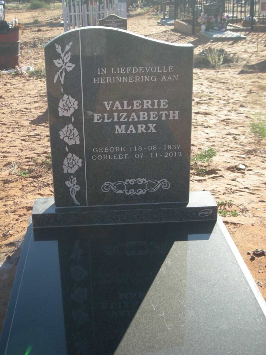 MARX Valerie Elizabeth 1937-2012