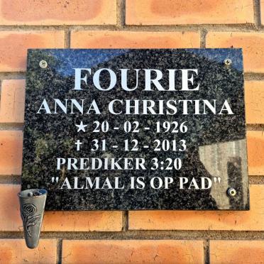 FOURIE Anna Christina 1926-2013
