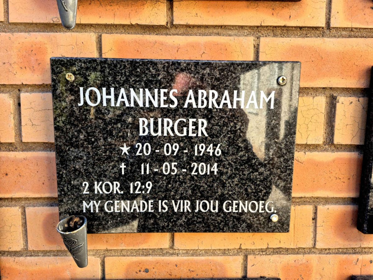 BURGER Johannes Abraham 1946-2014