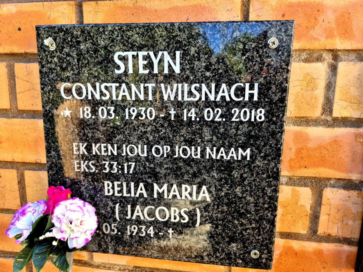 STEYN Constant Wilsnach 1930-2018 & Belia Maria JACOBS 1934-