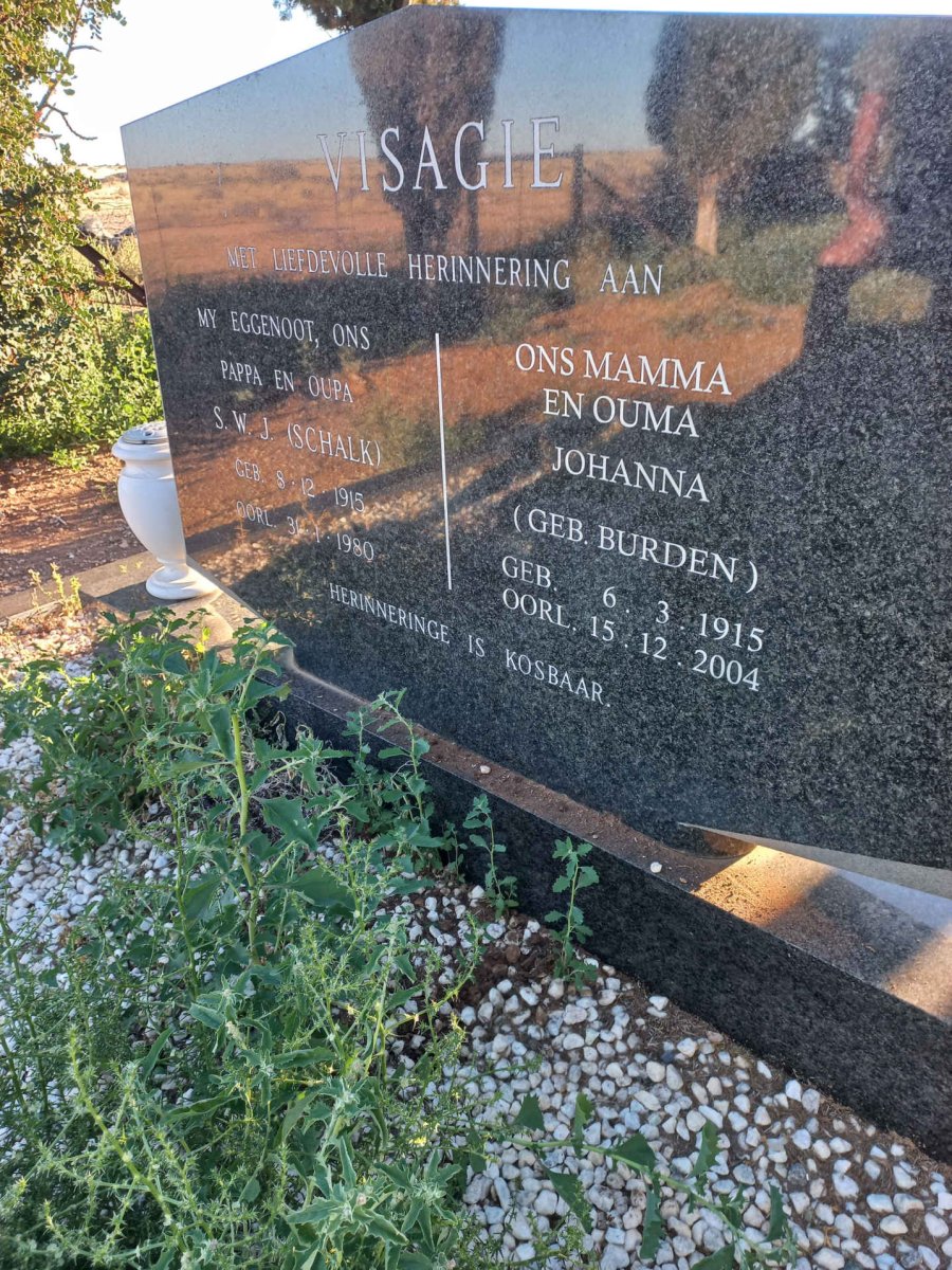 VISAGIE S.W.J. 1915-1980 & Johanna BURDEN 1915-2004 