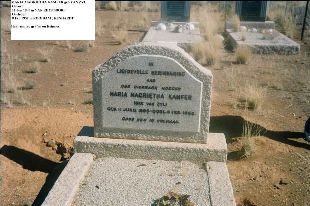 KAMFER Maria Magrietha nee VAN ZYL 1895-1952
