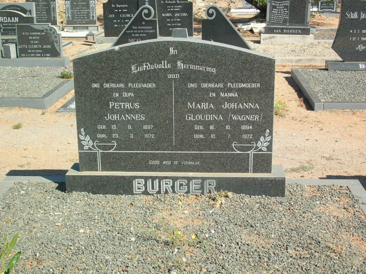 BURGER Petrus Johannes 1897-1972 &amp; Maria Johanna Gloudina WAGNER 1894-1972