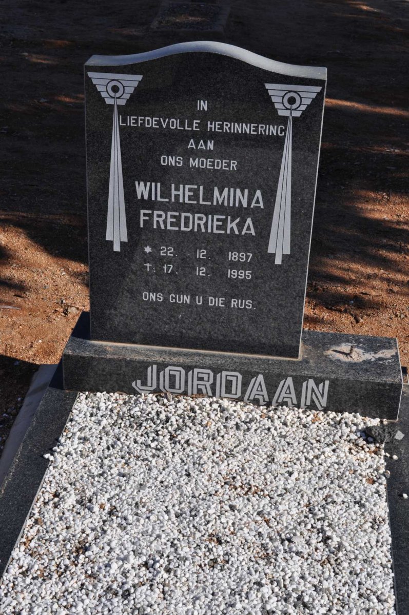 JORDAAN Wilhelmina Fredrieka 1897-1995