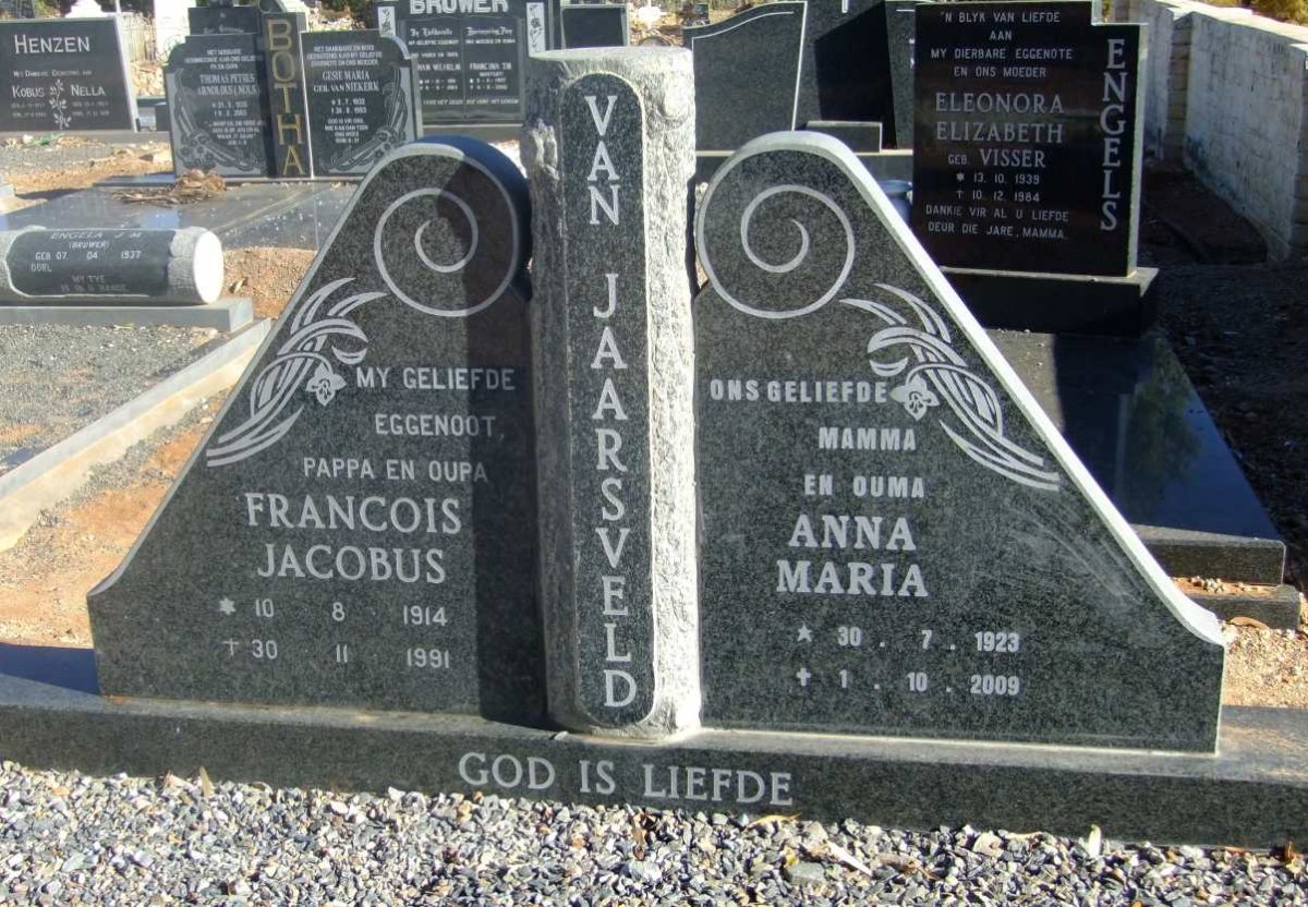 JAARSVELD Francois Jacobus, van 1914-1991 &amp; Anna Maria 1923-2009