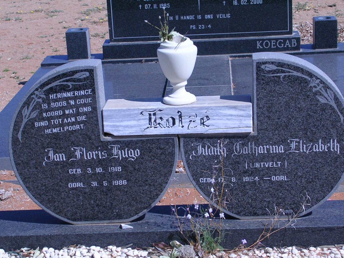 KOTZE Jan Floris Hugo 1918-1986 &amp; Judith Catharina Elizabeth LINTVELT 1924-