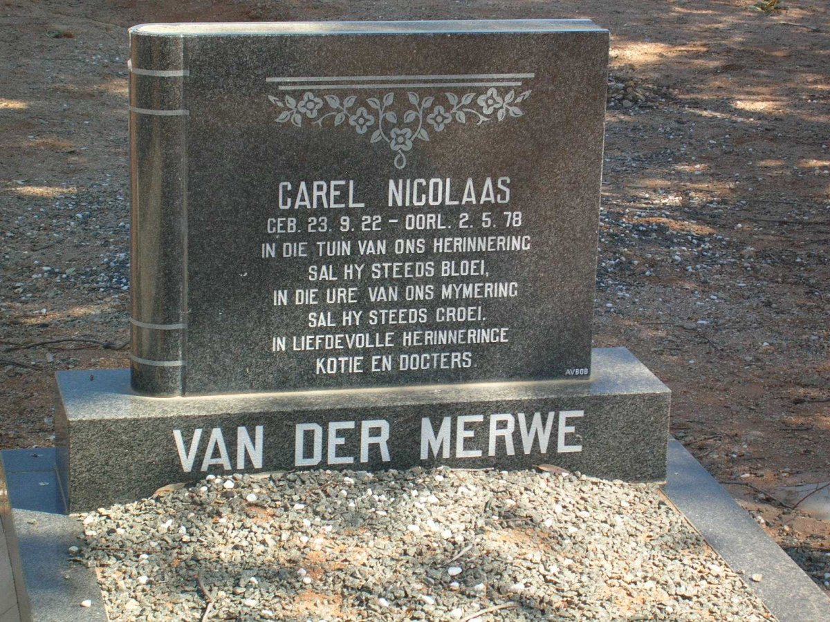 MERWE Carel Nicolaas, van der 1922-1978