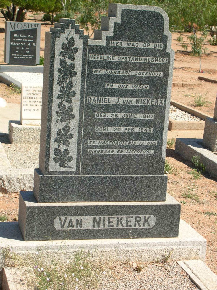NIEKERK Daniel J., van 1887-1949