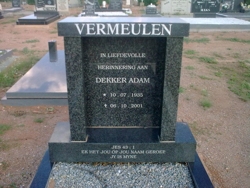 VERMEULEN Dekker Adam 1935-2001