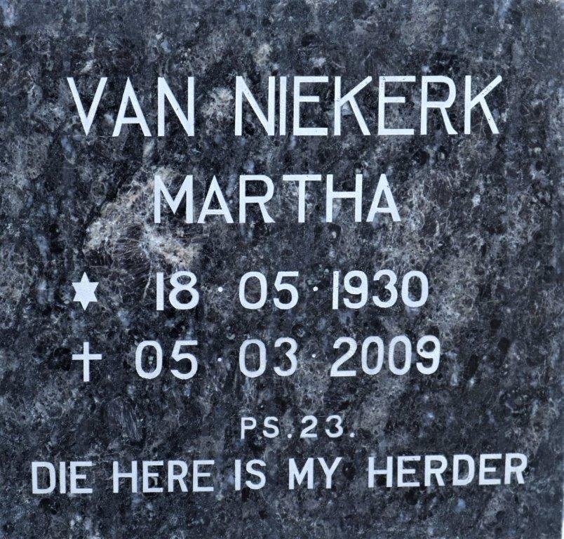 NIEKERK Martha, van 1930-2009