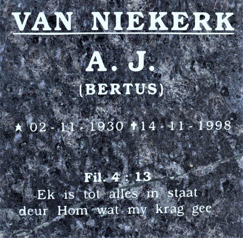 NIEKERK  A.J., van 1930-1998
