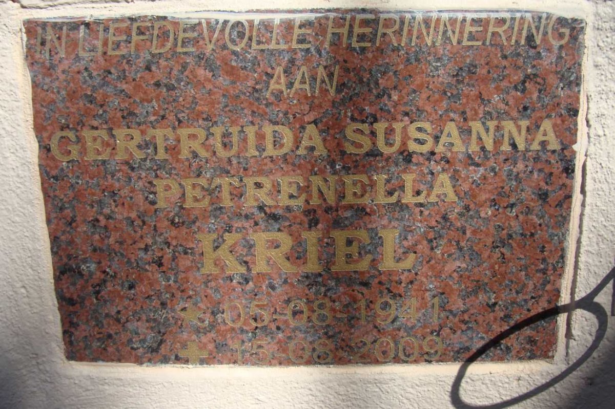 KRIEL Gertruida Susanna Petrenella 1944-2009