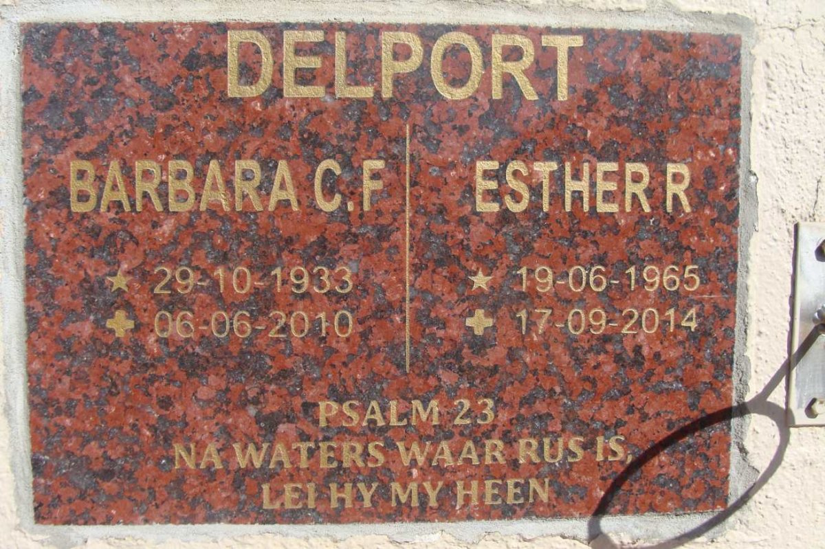 DELPORT Barbara C.F. 1933-2010 :: DELPORT Esther R. 1965-2014