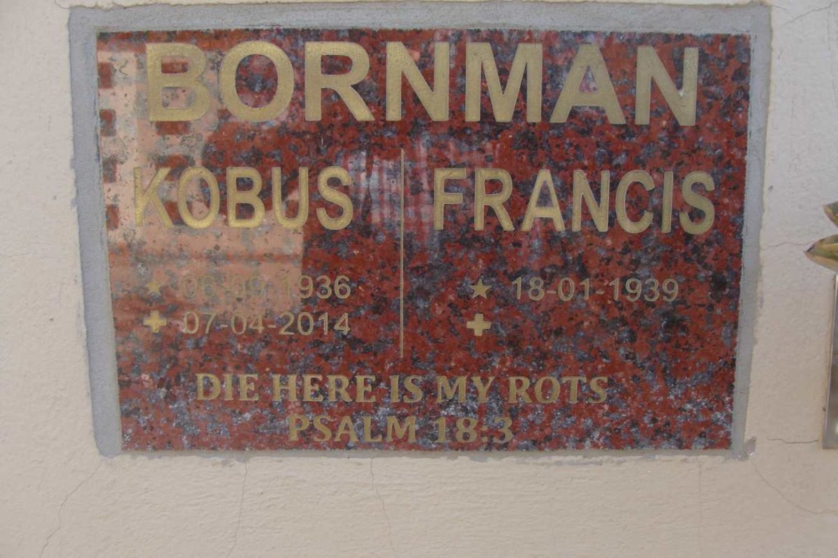 BORNMAN Kobus 1936-2014 &amp; Francis 1939-