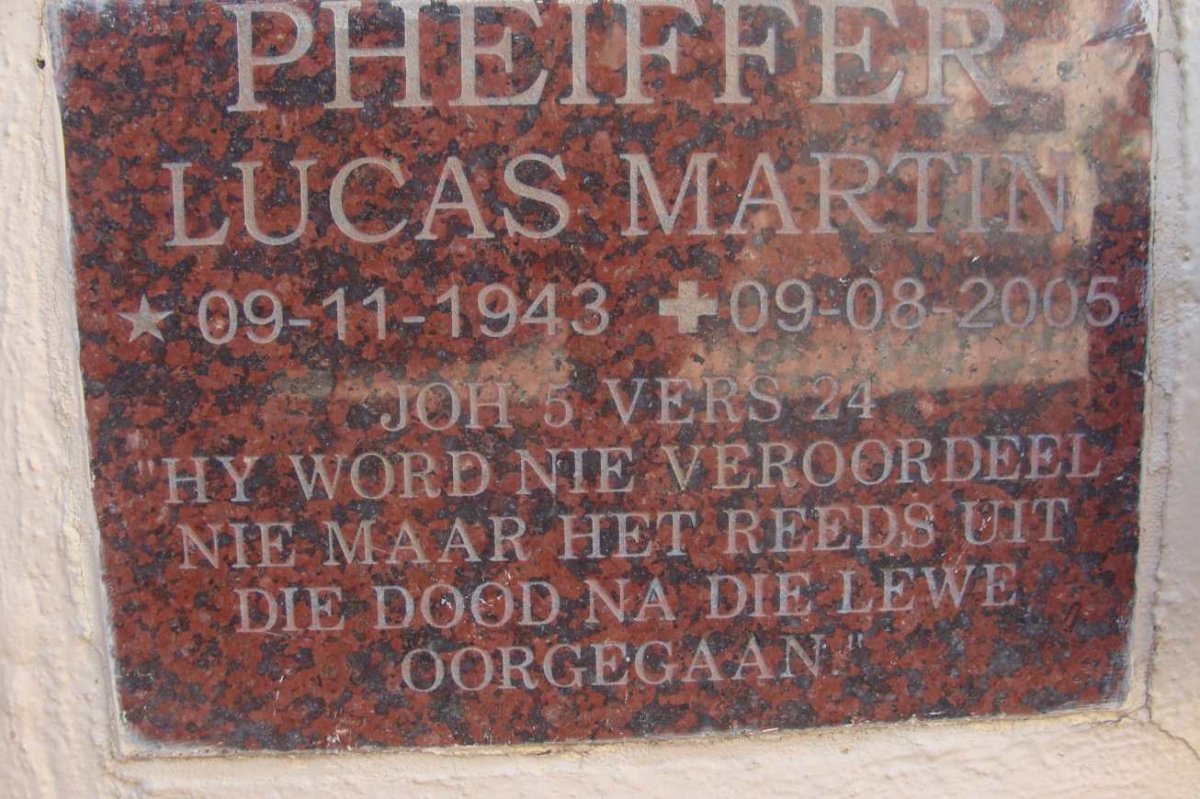 PHEIFFER Lucas Martin 1943-2005