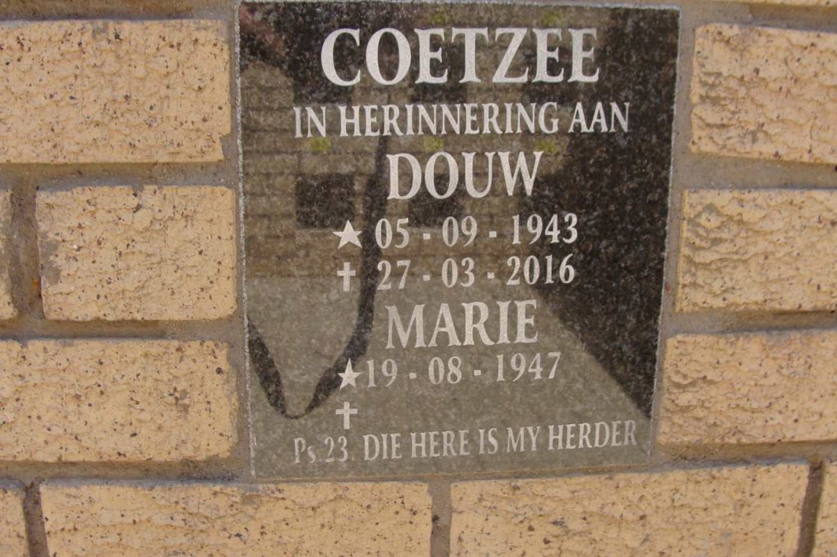COETZEE Douw 1943-2016 &amp; Marie 1947-