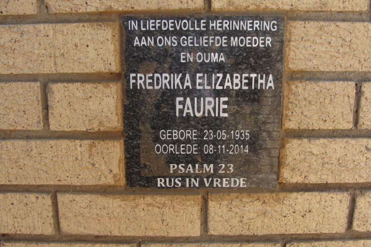 FAURIE Fredrika Elizabetha 1935-2014