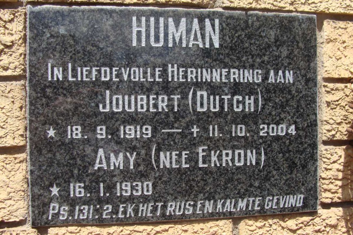 HUMAN Joubert 1919-2004 &amp; Amy EKRON 1930-