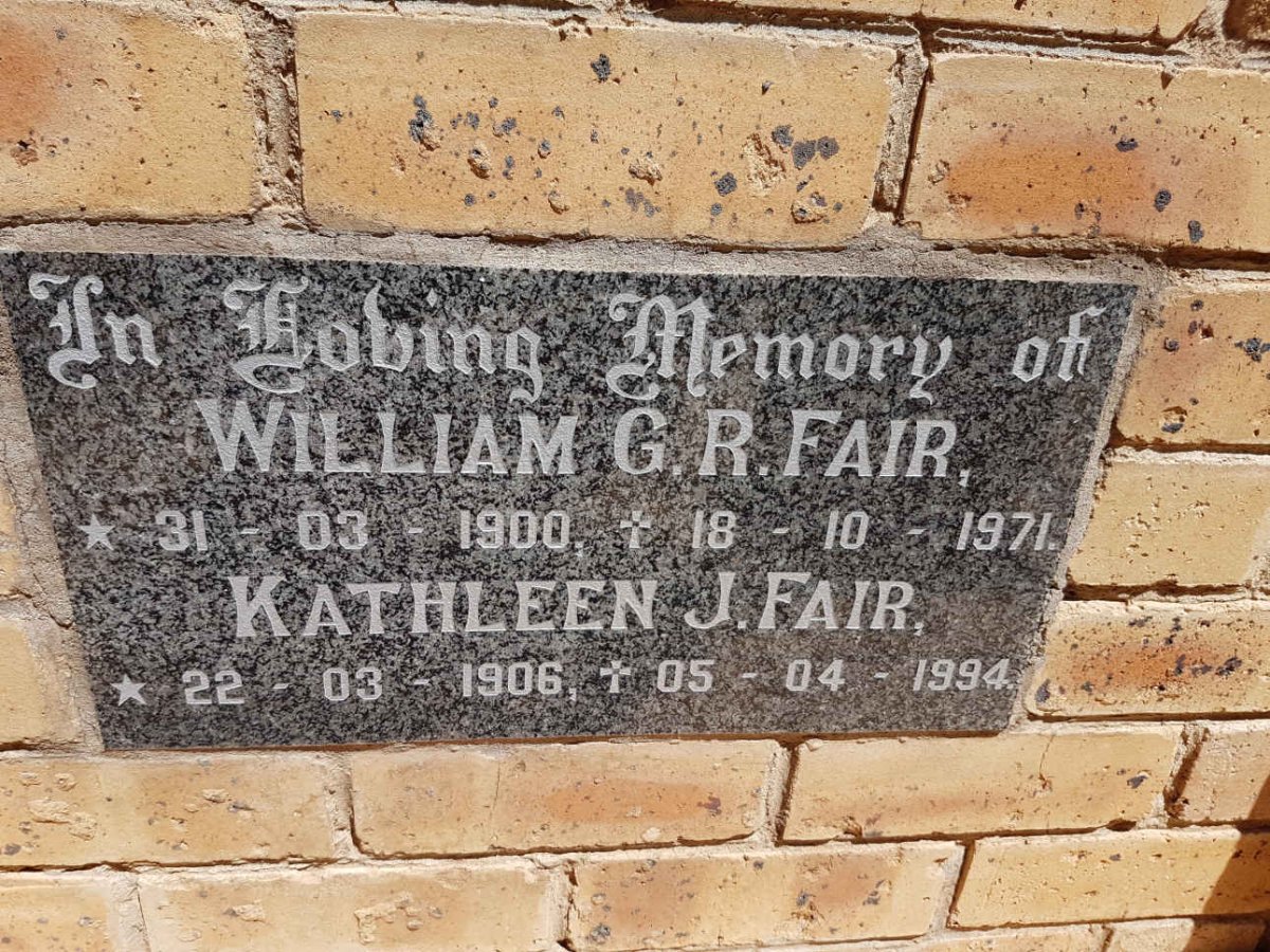 FAIR William G.R. 1900-1971 &amp; Kathleen J. 1906-1994