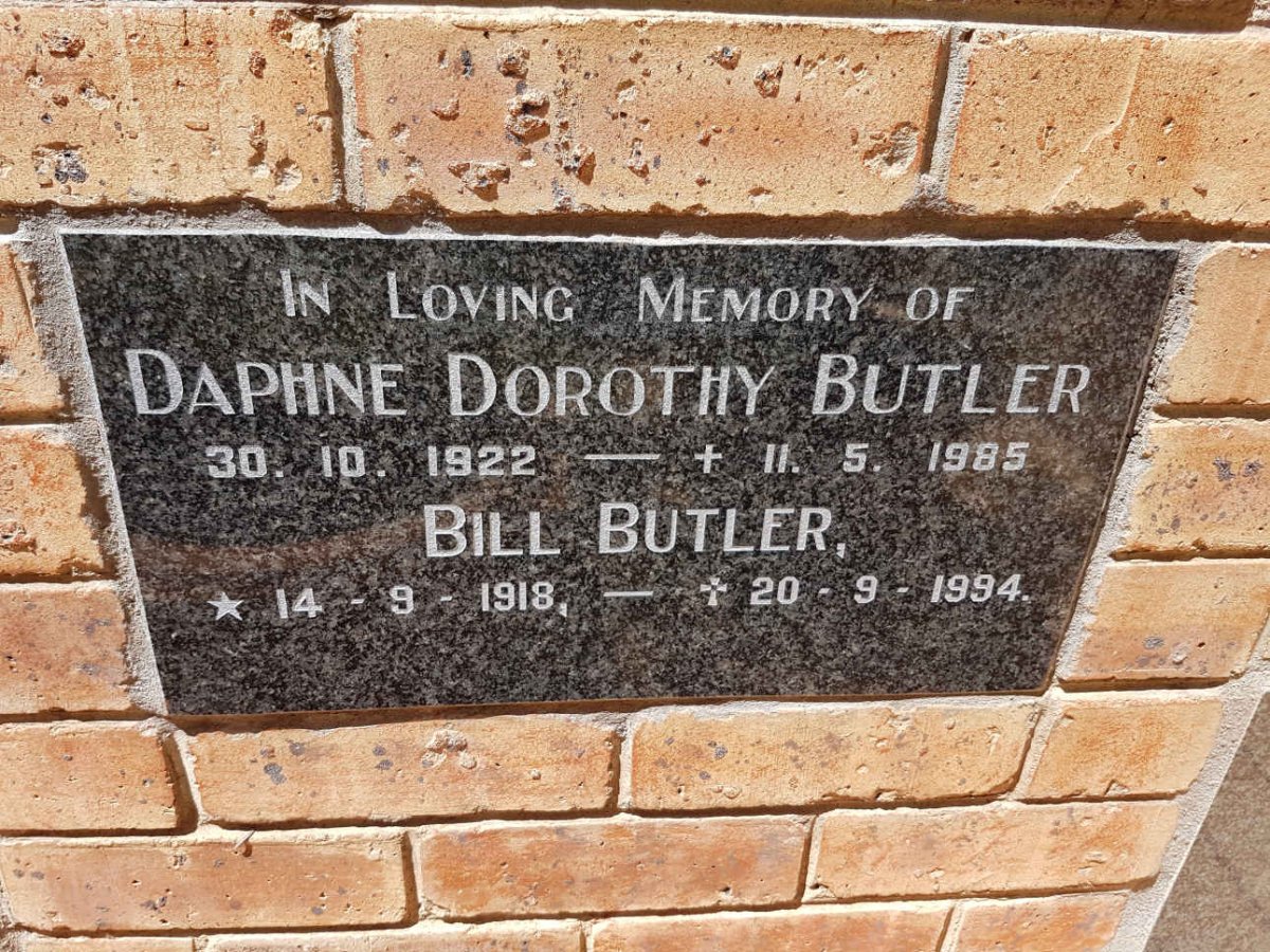 BUTLER Bill 1918-1994 &amp; Daphne Dorothy 1922-1985
